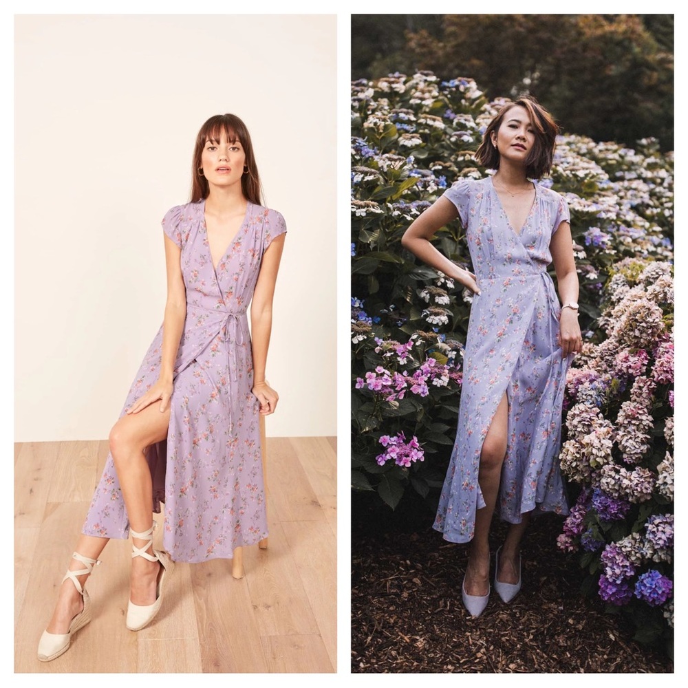Reformation Carina Lilac Purple Floral Wrap Dress (Size XS)
